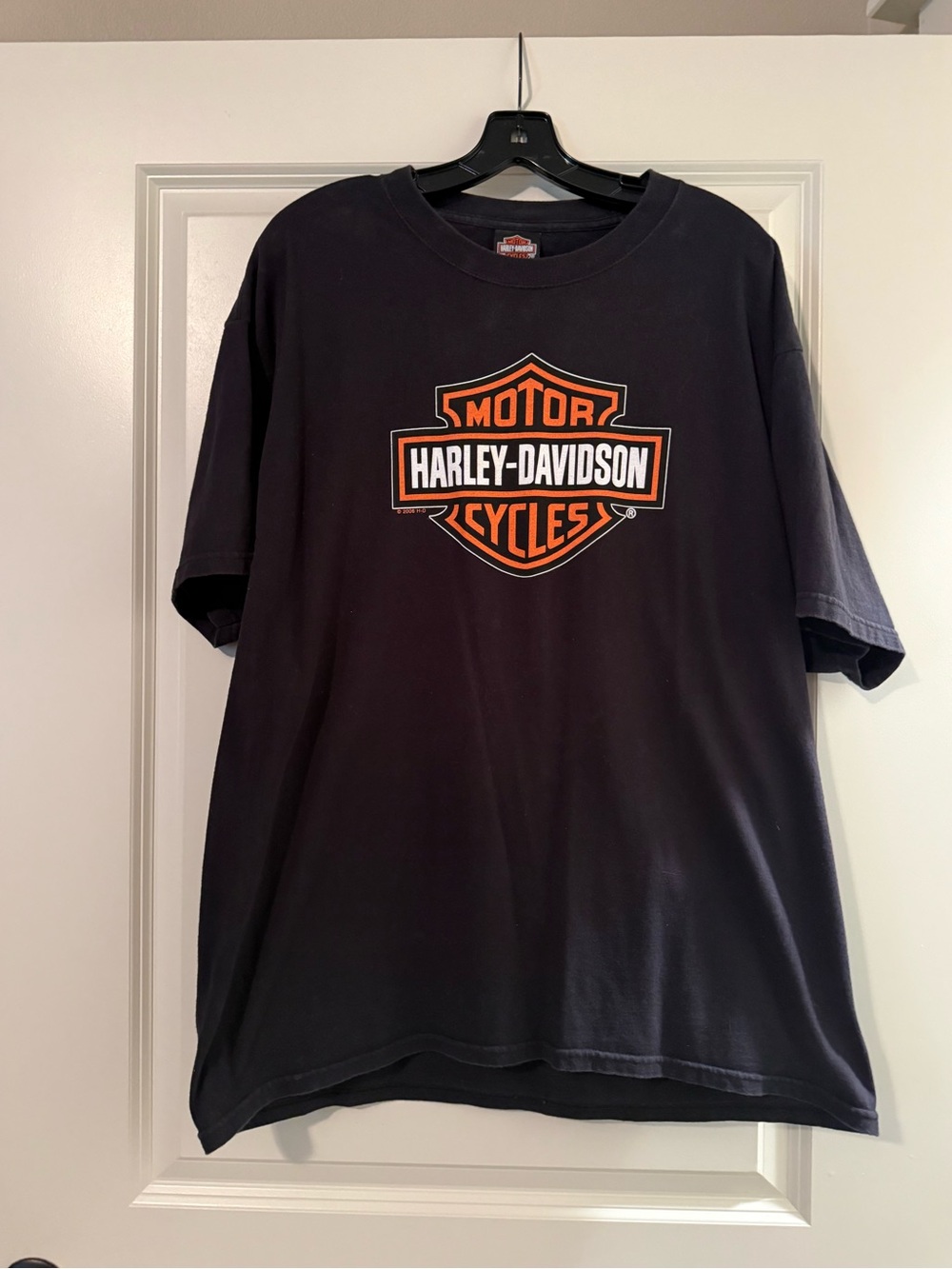 Harley-Davidson Black Tee with Orange & White Shield Logo
